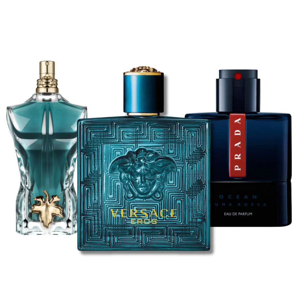 Coffret de 3 parfums:  Luna Rossa,  Eros and Le Beau - 100ml