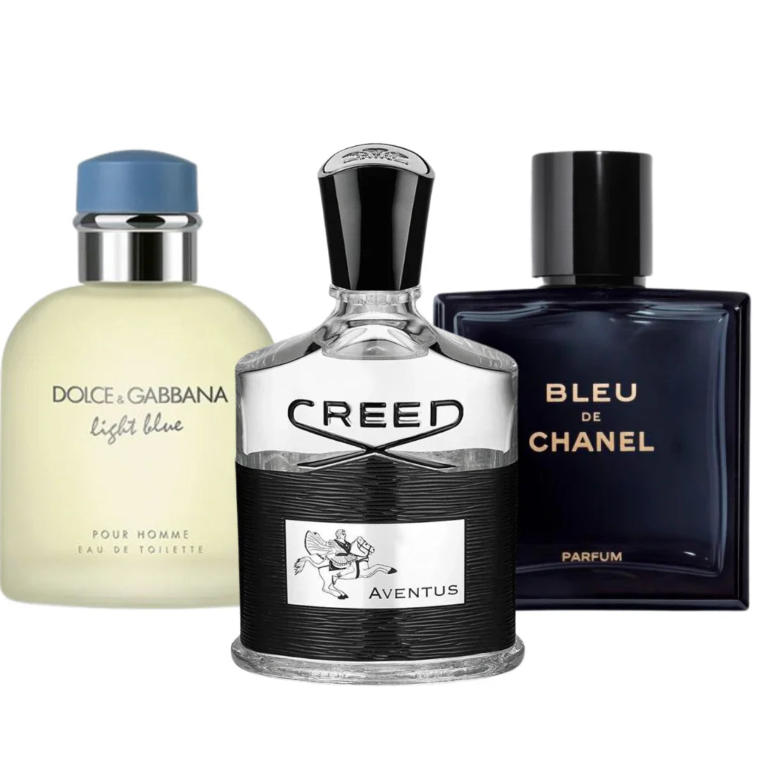 Coffret de 3 parfums: Bleu de Chanel, Creed Aventus and Light Blue - 100ml