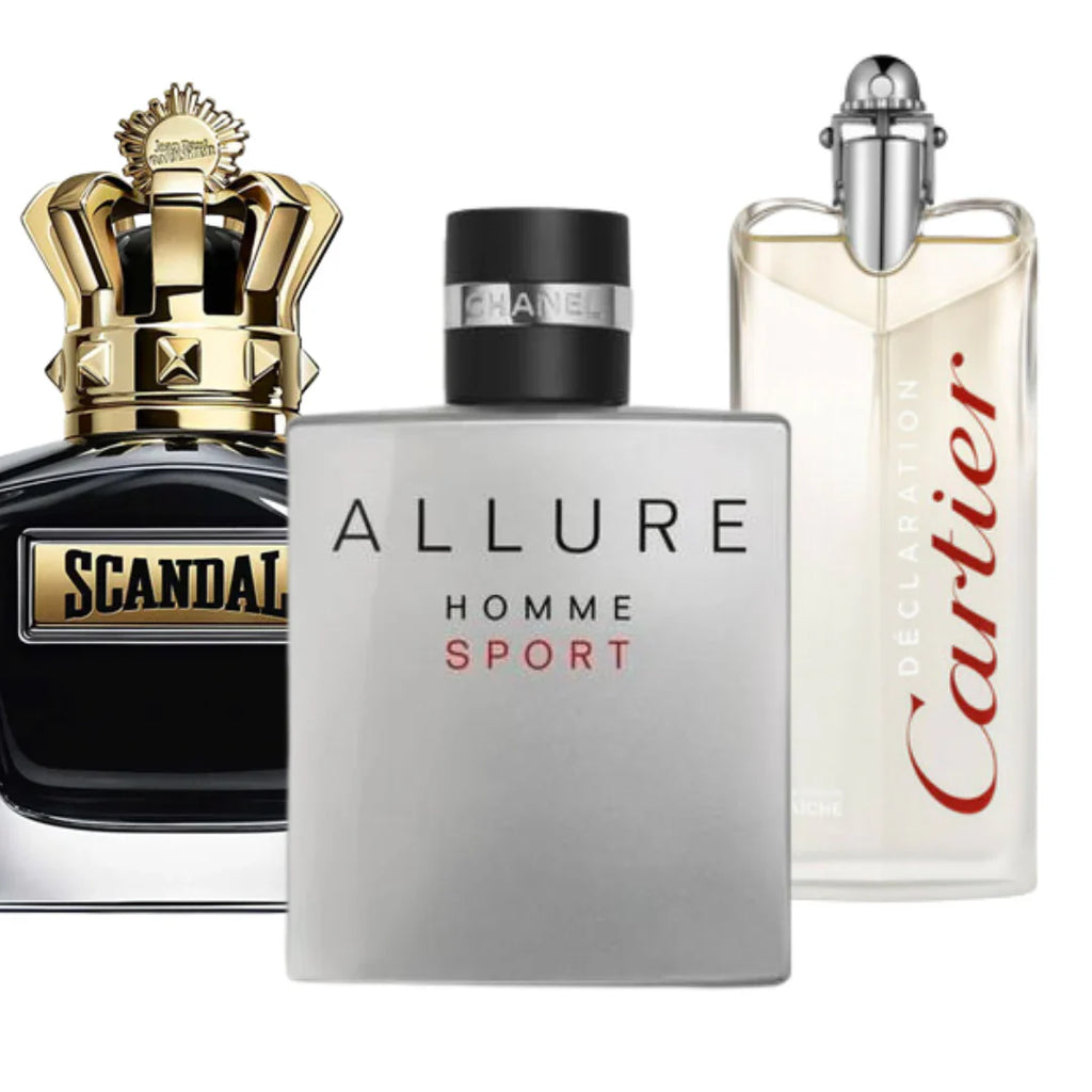 Coffret de 3 parfums:  Scandal, Allure Homme Deporte,  Declaration - 100ml