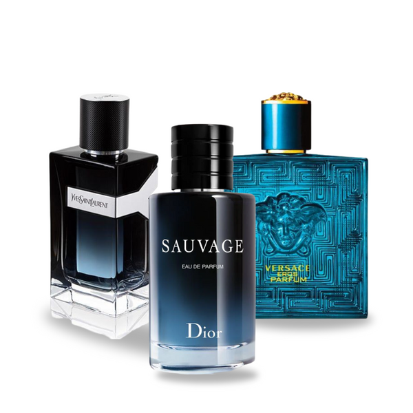 Coffret de 3 parfums:  SAUVAGE,  Versace EROS - 100ml
