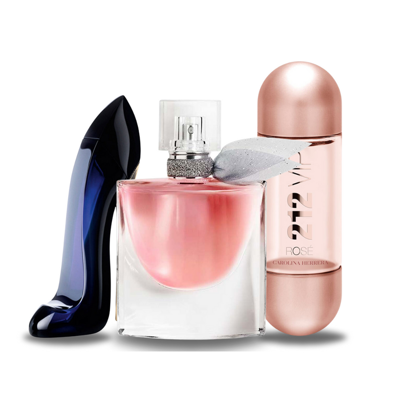 Coffret de 3 parfums:  GOOD GIRL,  LA VIE EST BELLE and  212 VIP ROSÉ - 100ml